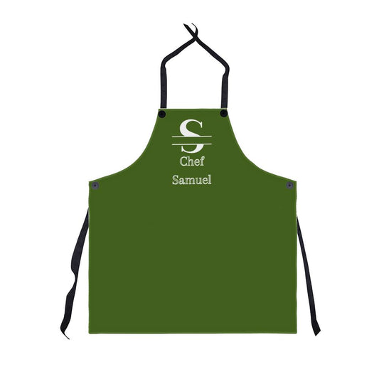 Chef Samuel - Forest Green Personalized - Chef Split Initial Apron