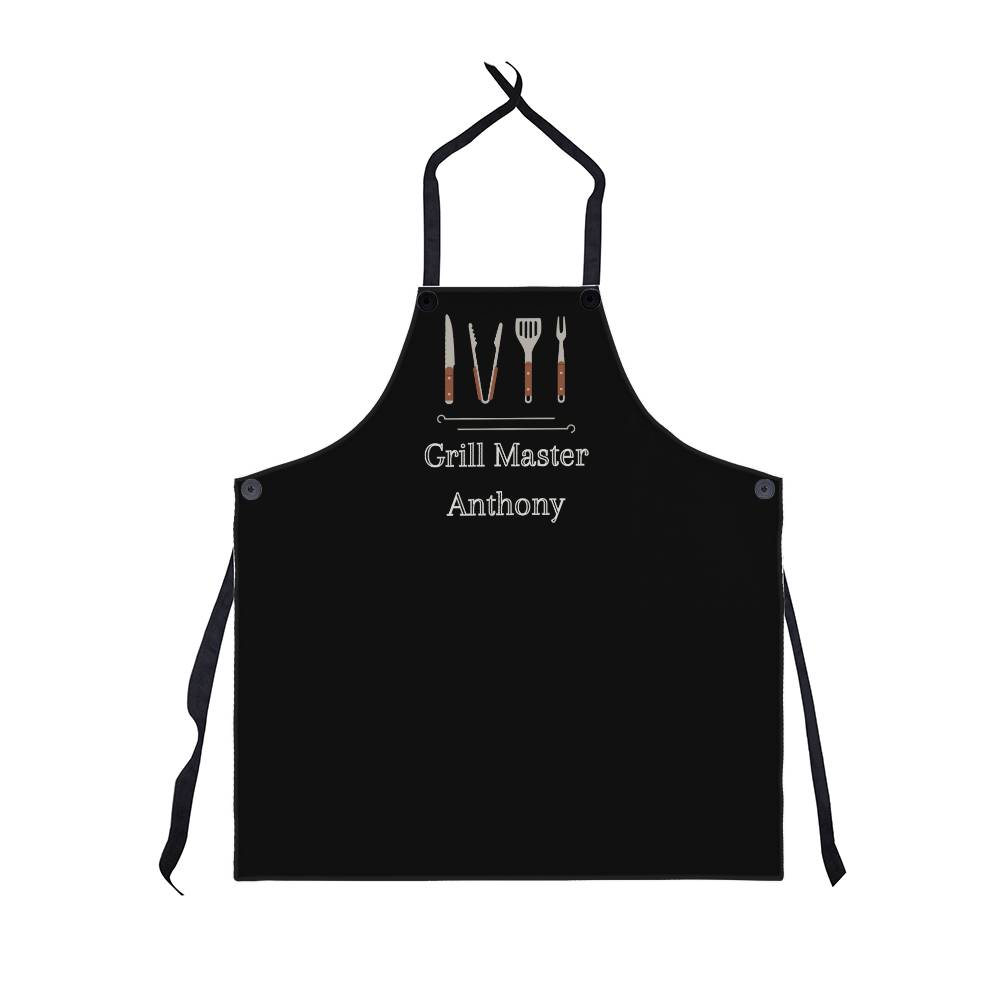 Personalized Grill Master Apron For Husband, Father, Grandfather, Soulmate or Your Man - Black