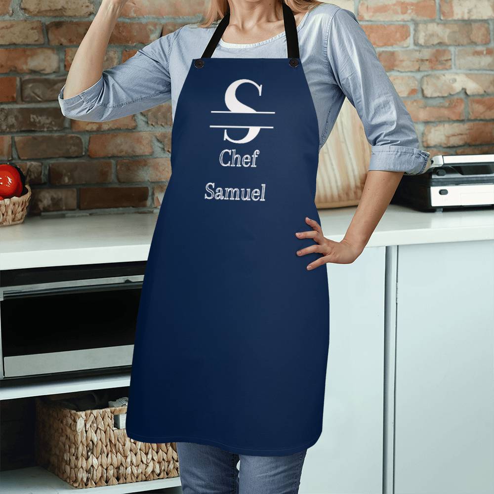 Chef Samuel - Navy Personalized - Chef Split Initial Apron