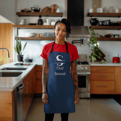 Chef Samuel - Navy Personalized - Chef Split Initial Apron