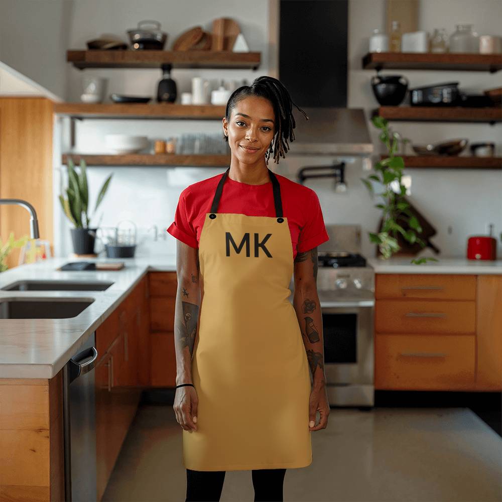 Dad's Apron with Initials. - Mustard Personalized Initial Bar/Workshop Apron