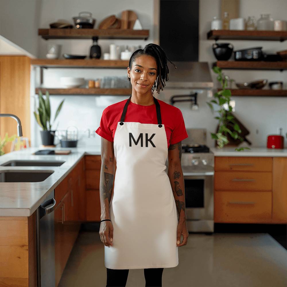 Dad’s Apron with Initials. - White Personalized Initial Bar/Workshop Apron -