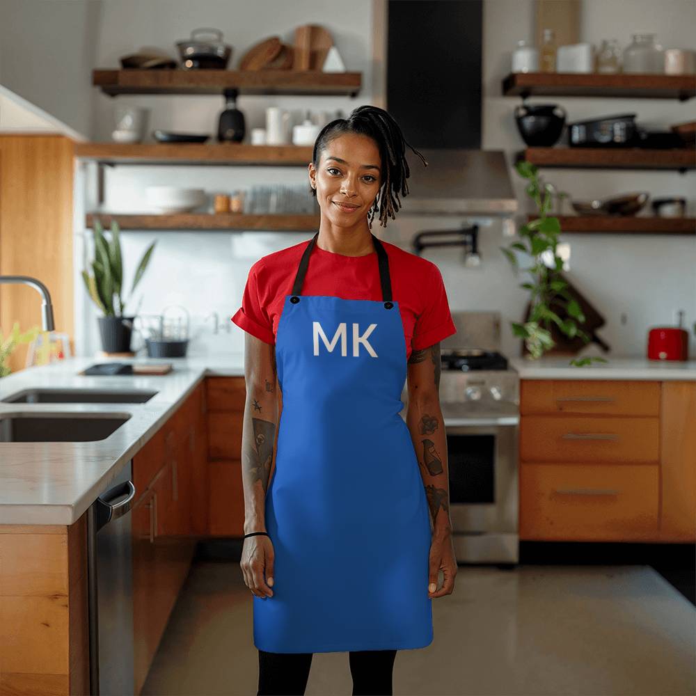 Dad’s Apron with Initials. - Royal Blue Personalized Initial Bar/Workshop Apron -