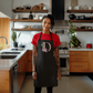 Women's Personalized Monogrammed Apron - Black with Pink Floral Lettering