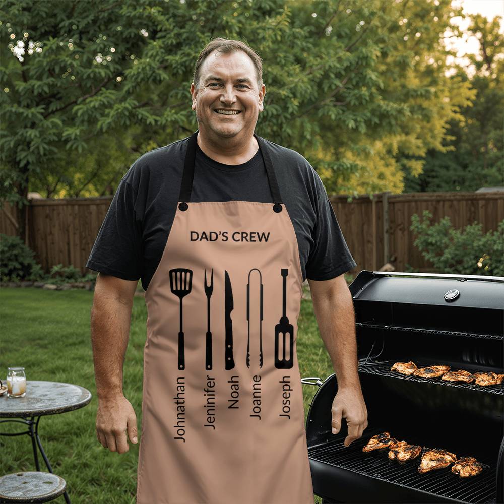 Personalized Dad's Crew Apron with Children's Names