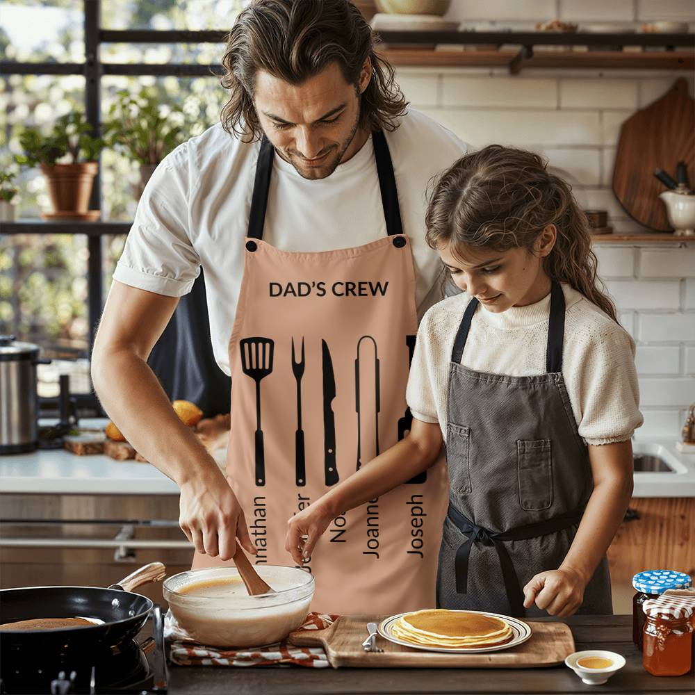 Personalized Dad's Crew Apron with Children's Names