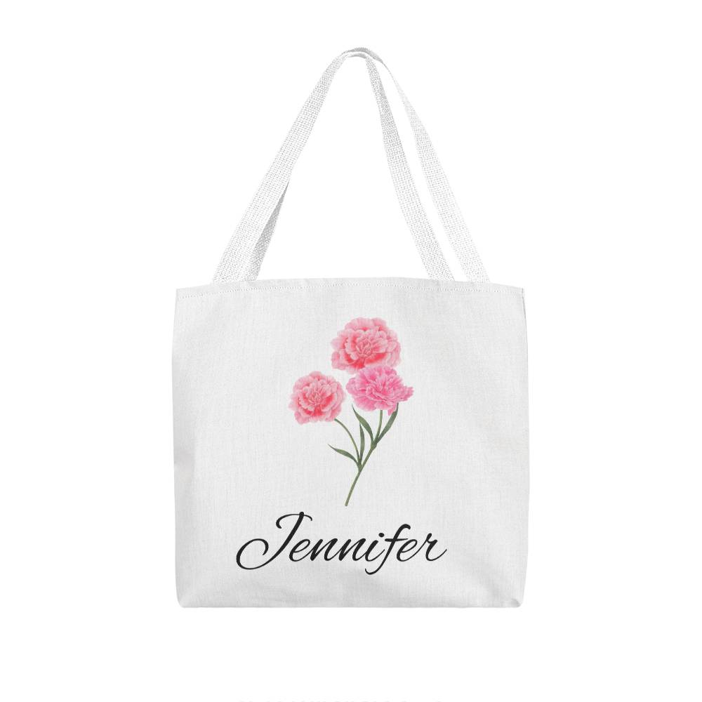 January - Personalized Birth Month Flower Classic Canvas Tote Bag