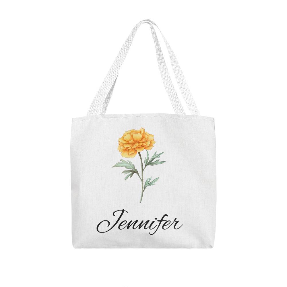 October - Personalized Birth Month Flower Classic Canvas Tote Bag