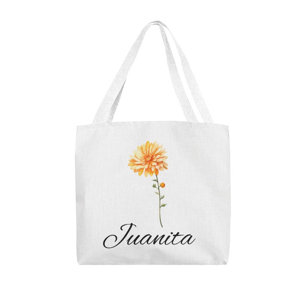 Classic Birth Month Flower Tote for Juanita