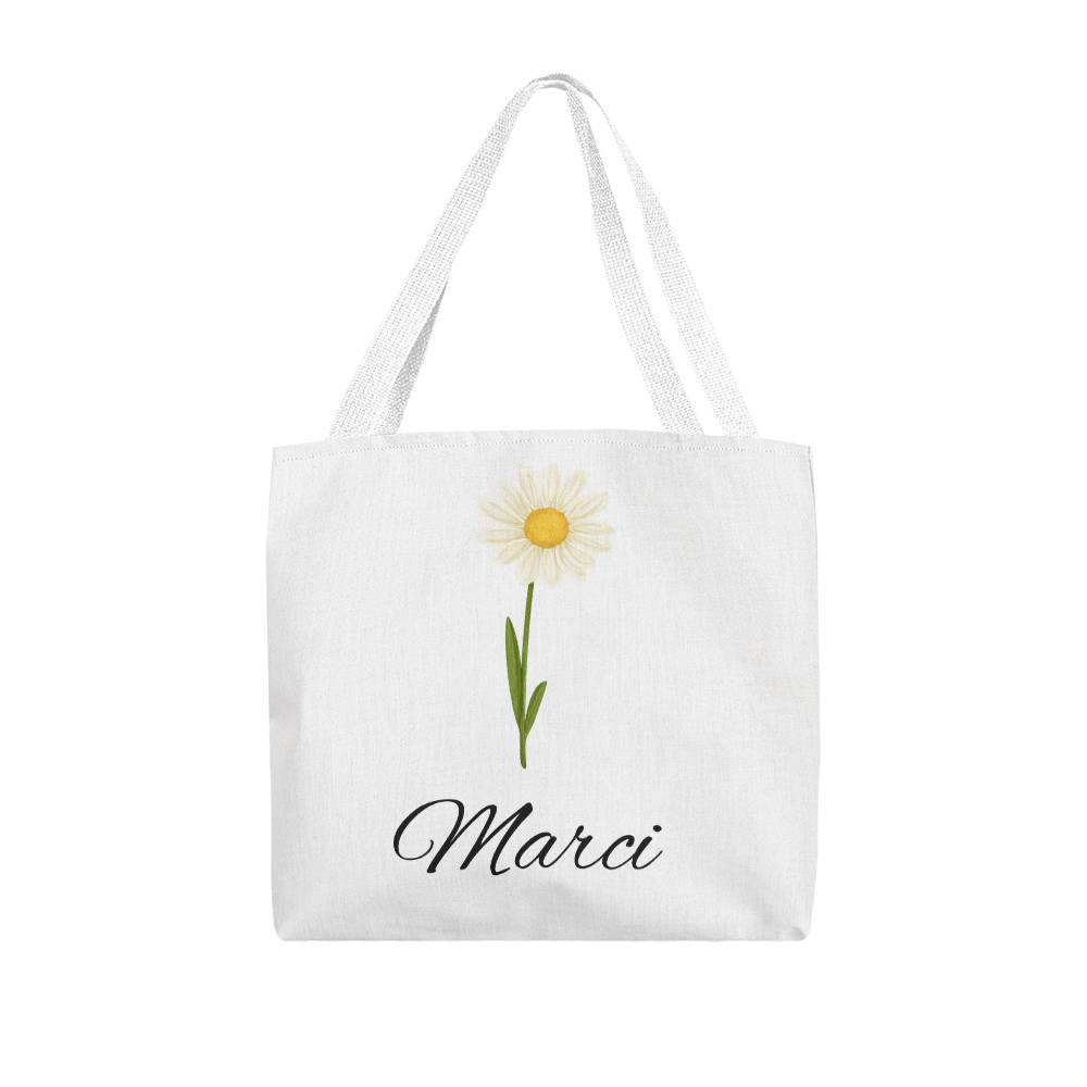 Classic Birth Month Flower Canvas Tote For Giveaway