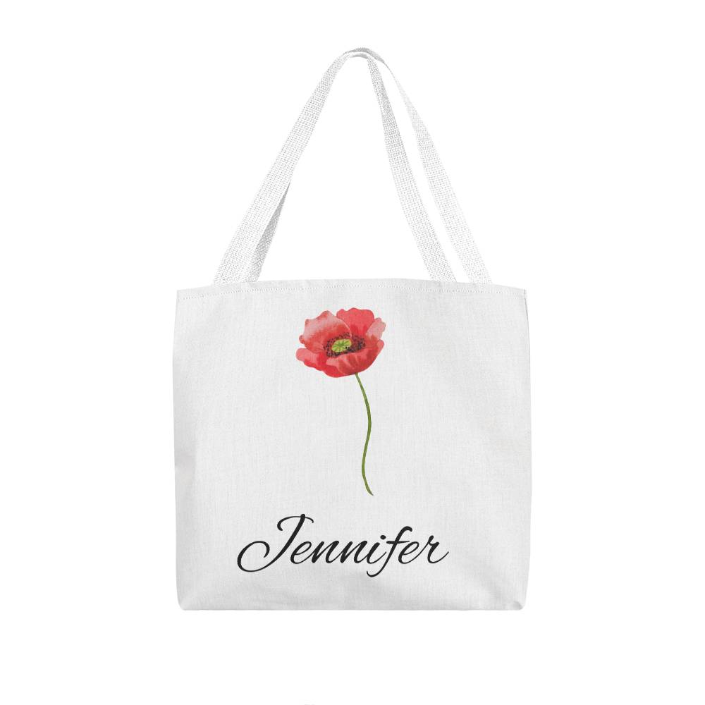 August - Personalized Birth Month Flower Classic Canvas Tote Bag