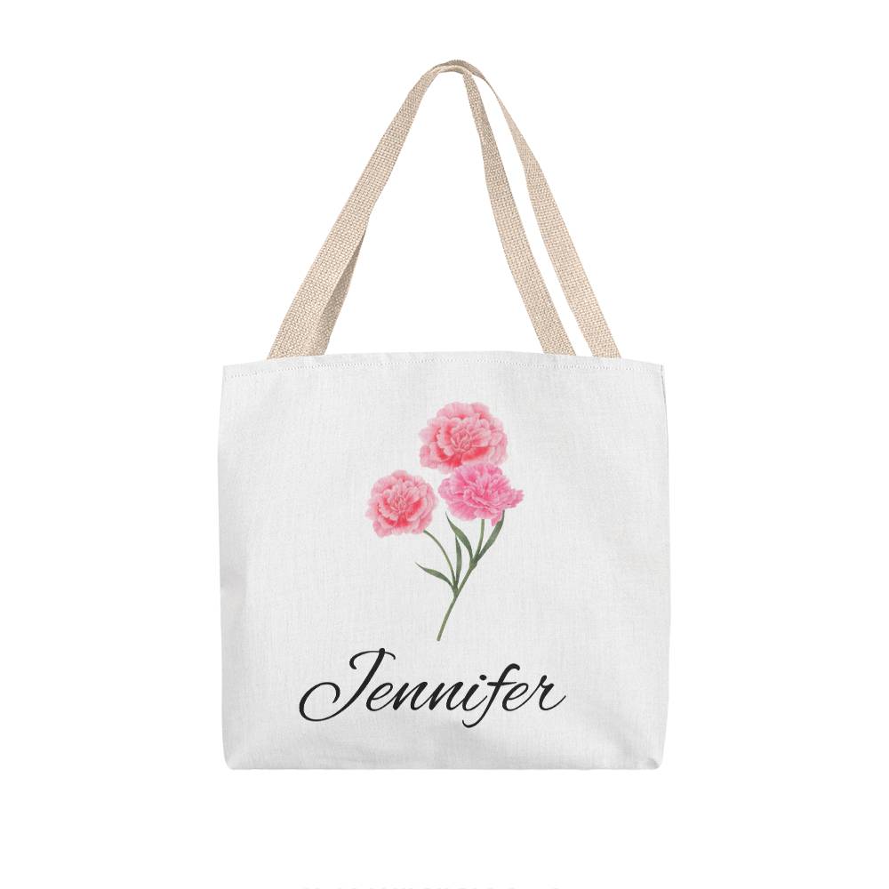 January - Personalized Birth Month Flower Classic Canvas Tote Bag