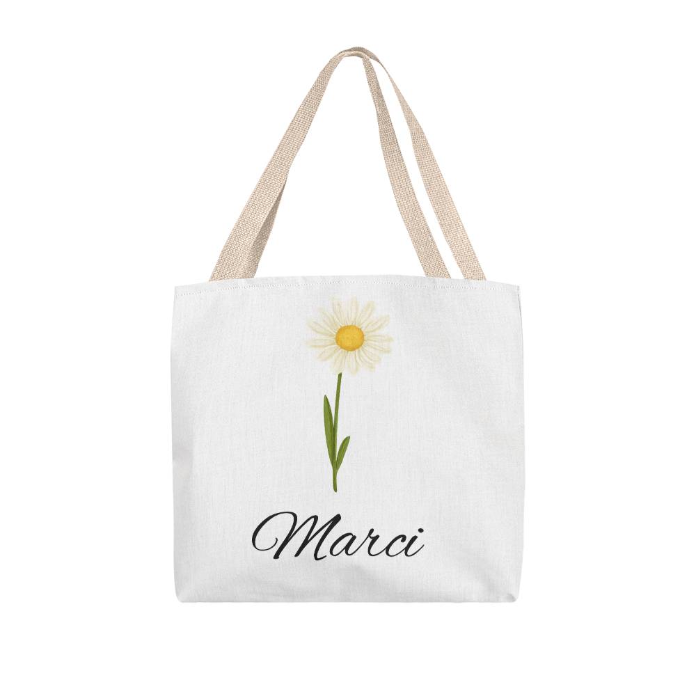 Classic Birth Month Flower Canvas Tote For Giveaway