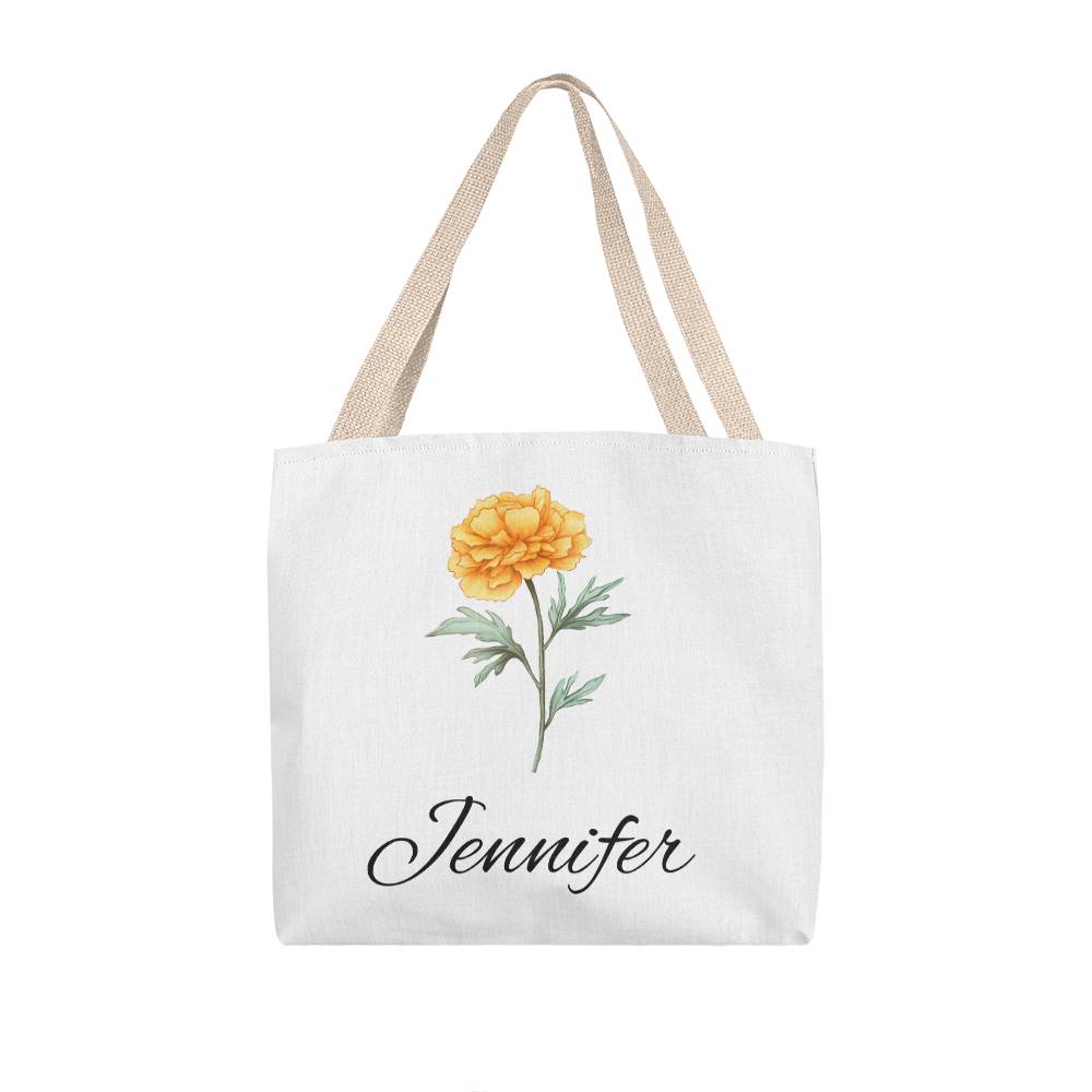 October - Personalized Birth Month Flower Classic Canvas Tote Bag