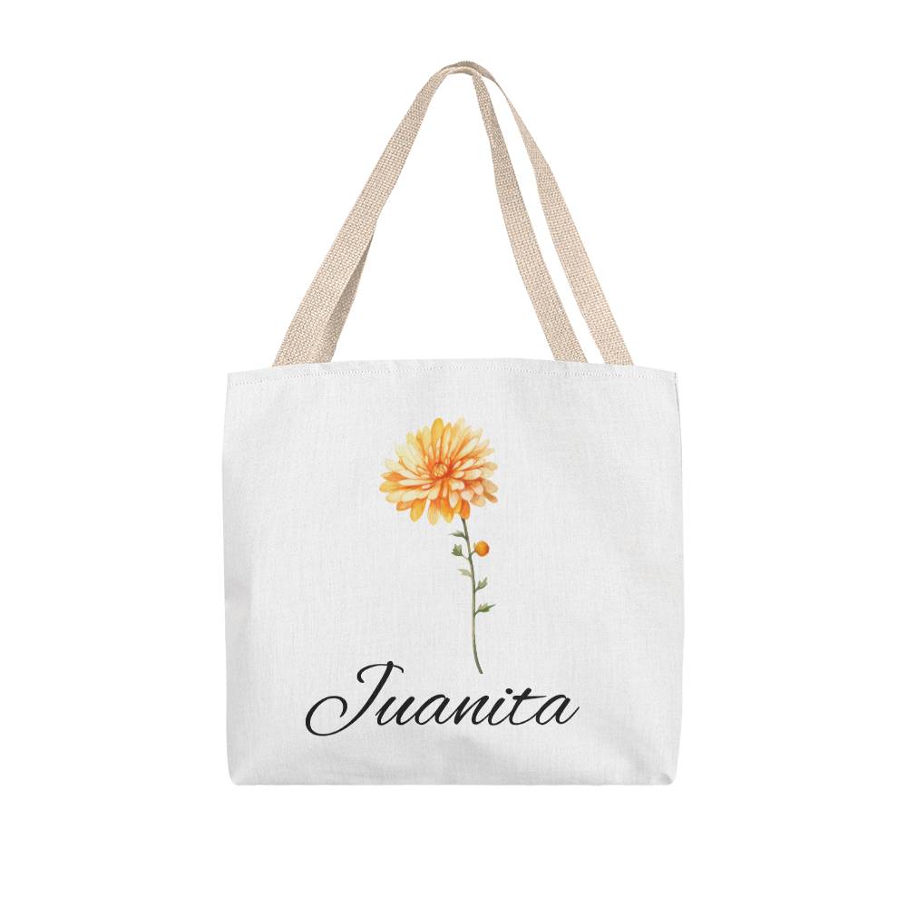 Classic Birth Month Flower Tote for Juanita