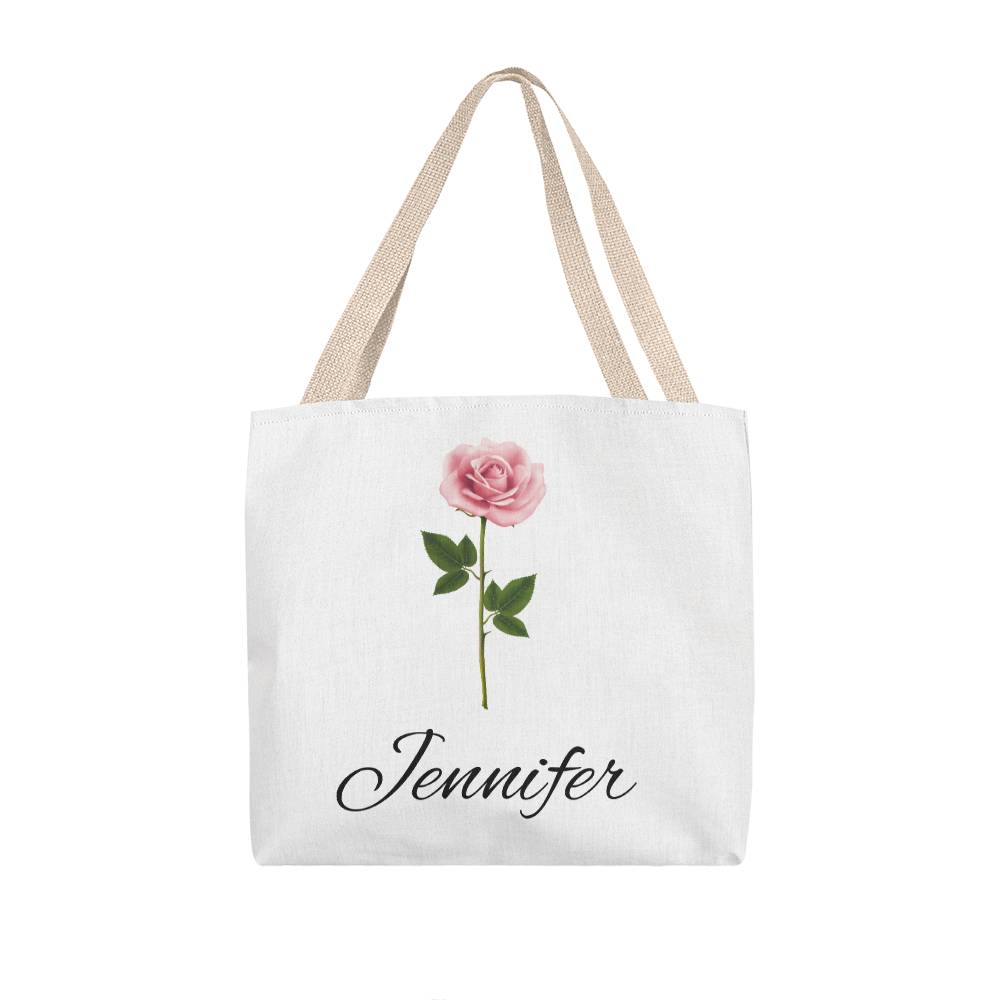 Personalized Birth Month Flower Classic Canvas Tote Bag with Matching Makeup Bag