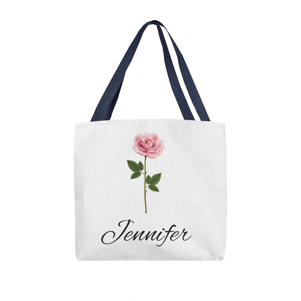 Personalized Birth Month Flower Classic Canvas Tote Bag with Matching Makeup Bag