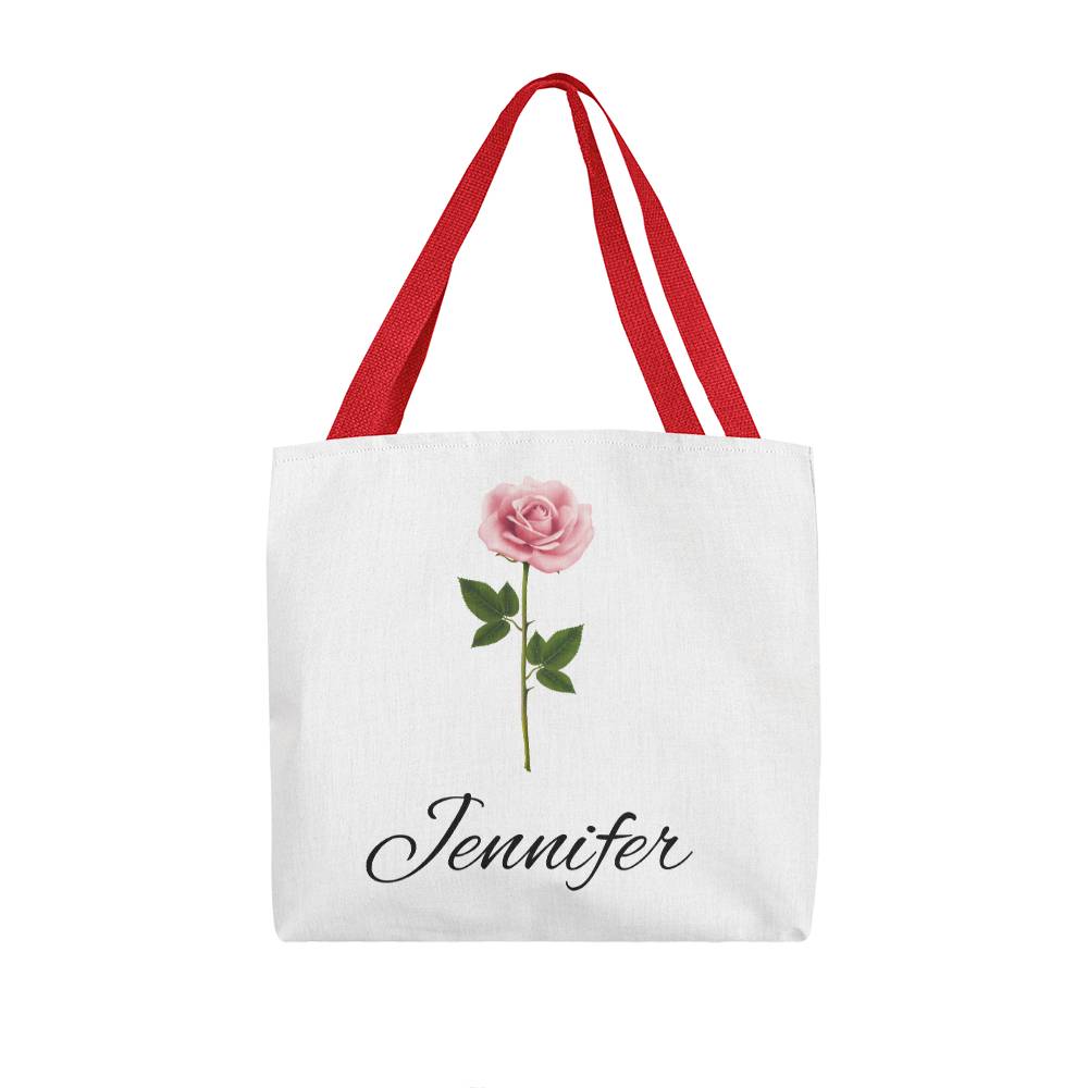 Personalized Birth Month Flower Classic Canvas Tote Bag with Matching Makeup Bag