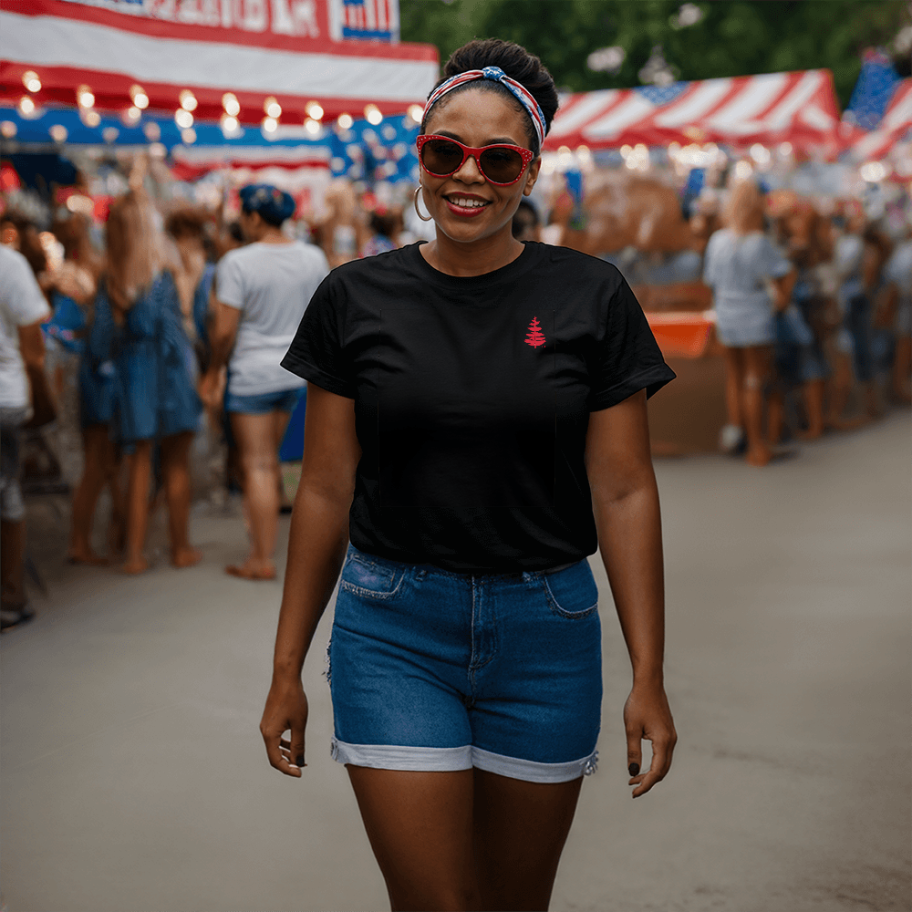 Douglass College Red Pine Tree - Bella + Canvas, Short Sleeve Tee shirt
