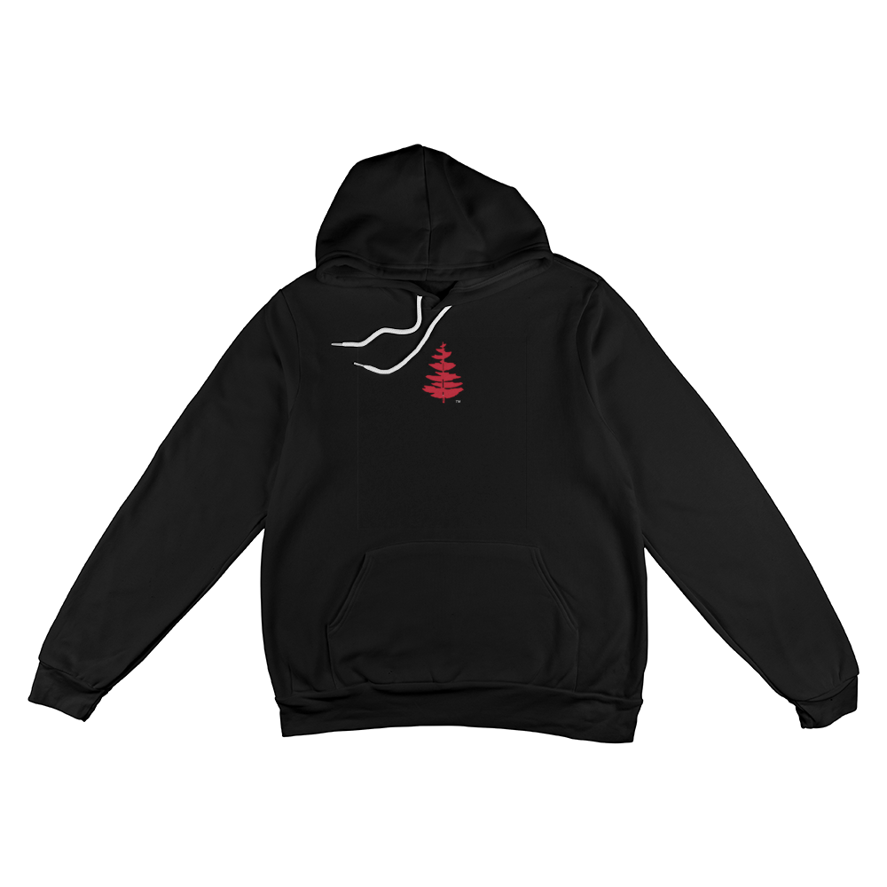 Douglass College Red Pine Tree - Black Bella + Canvas Pullover Fleece Hoodie - 2