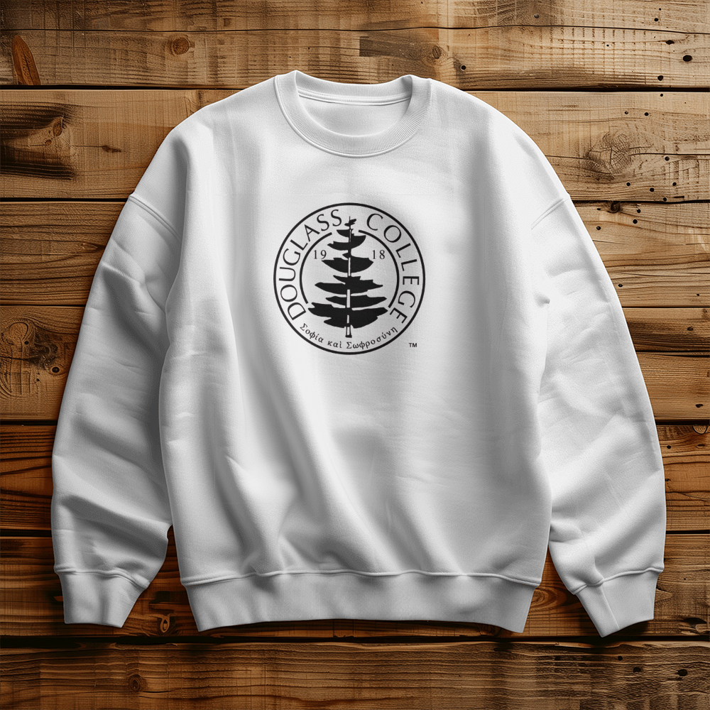 Douglass College Seal - Gildan, White Crewneck Sweatshirt -2