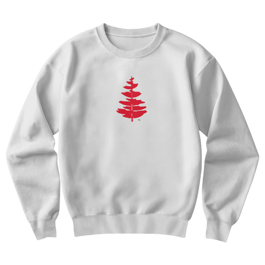 Douglass College Red Pine Tree - Gildan, White Crewneck Sweatshirt -2