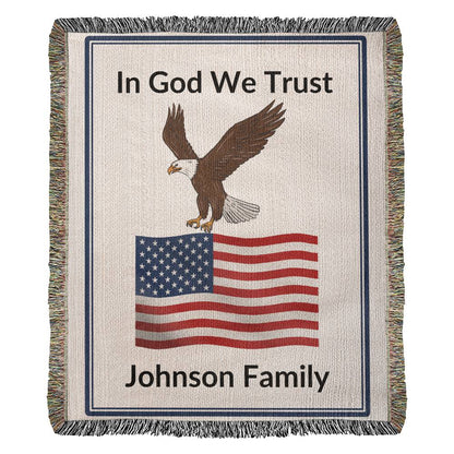 Personalized Patriotic American Flag Blanket