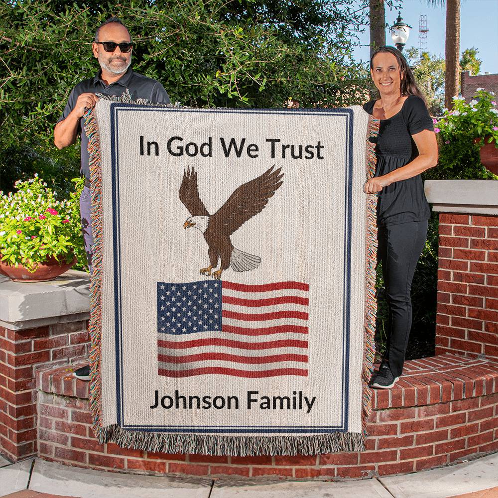 Personalized Patriotic American Flag Blanket