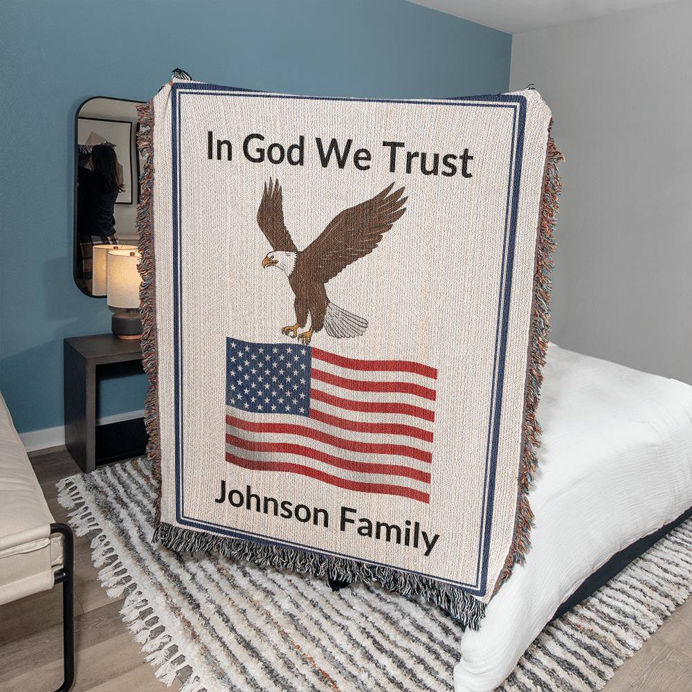 Personalized Patriotic American Flag Blanket