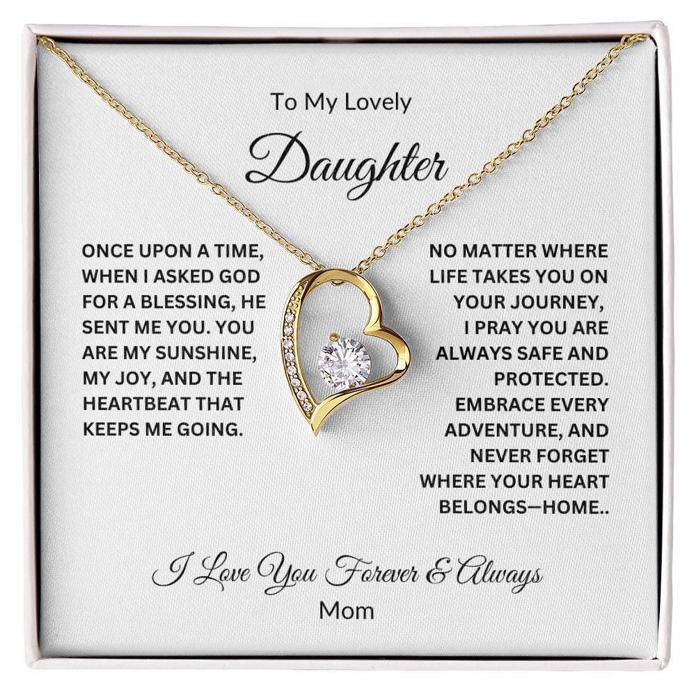 To My Lovely Daughter - You Are My Angel Forever Love Necklace