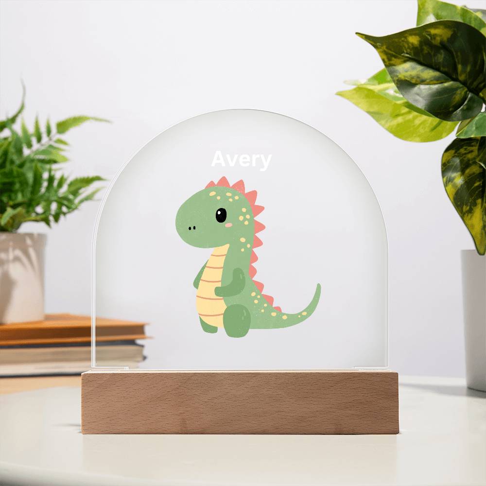 Personalized Dinosaur Acrylic Plaque Dome Night Light