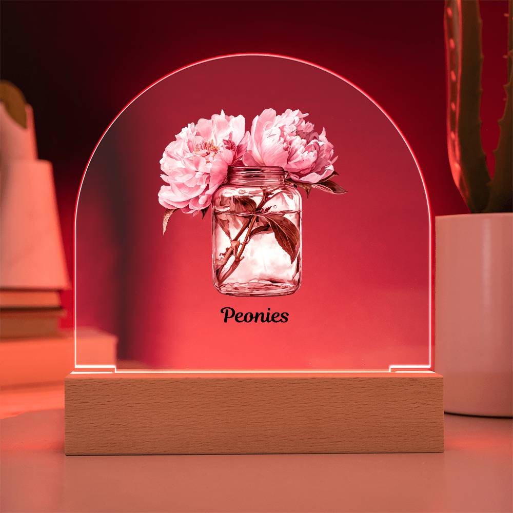 Peonys in a Jar Flowers In A Jar Forever Bouquet Domed Acrylic Plaque & Night Light For Emma