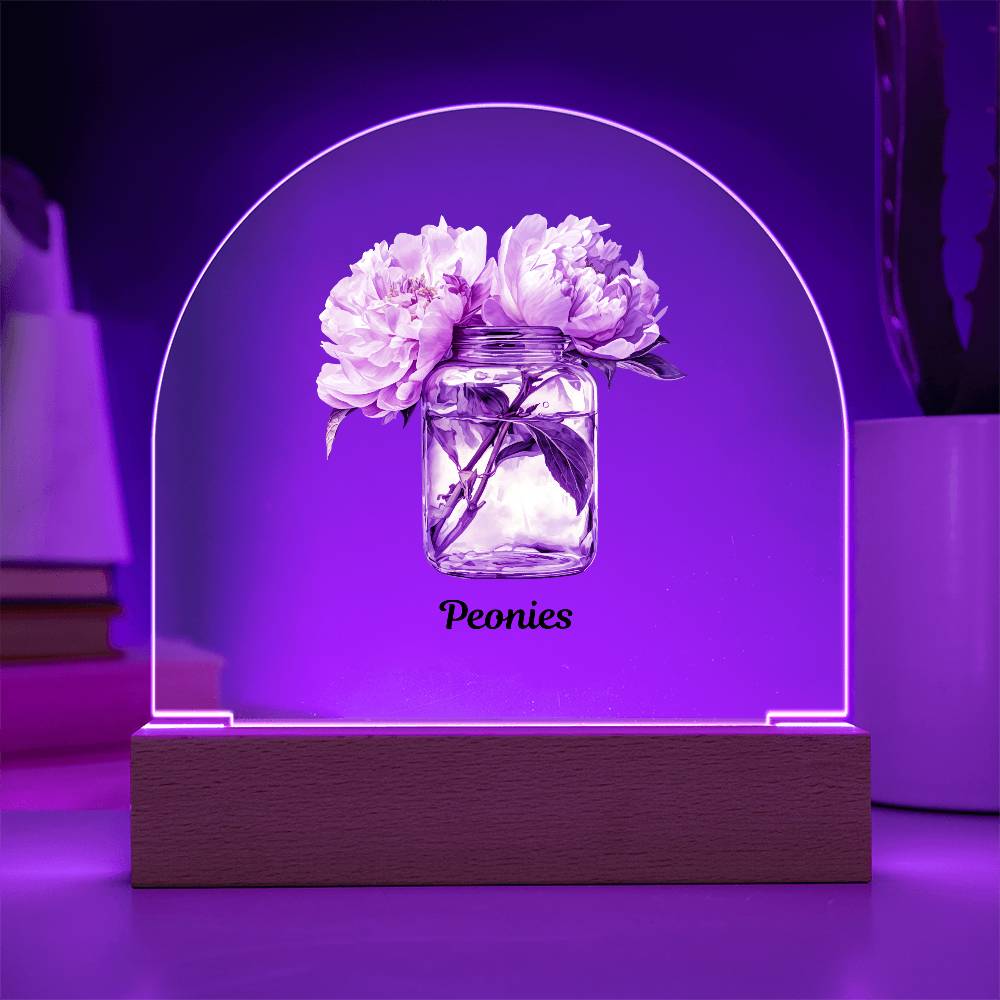 Peonys in a Jar Flowers In A Jar Forever Bouquet Domed Acrylic Plaque & Night Light For Emma