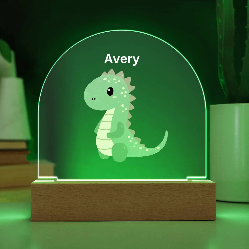 Personalized Dinosaur Acrylic Plaque Dome Night Light