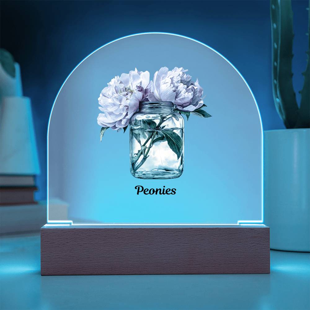 Peonys in a Jar Flowers In A Jar Forever Bouquet Domed Acrylic Plaque & Night Light For Emma