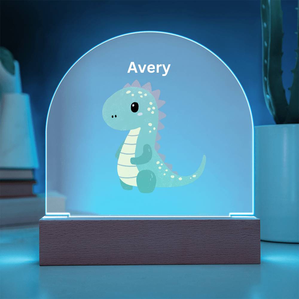 Personalized Dinosaur Acrylic Plaque Dome Night Light