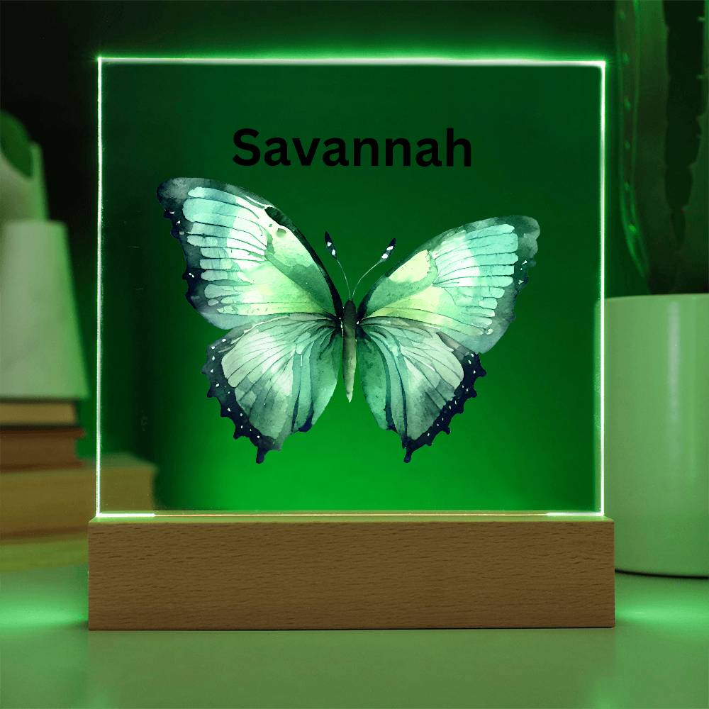 Personalized Multi-colored Butterfly Acylic Plaque Night Light