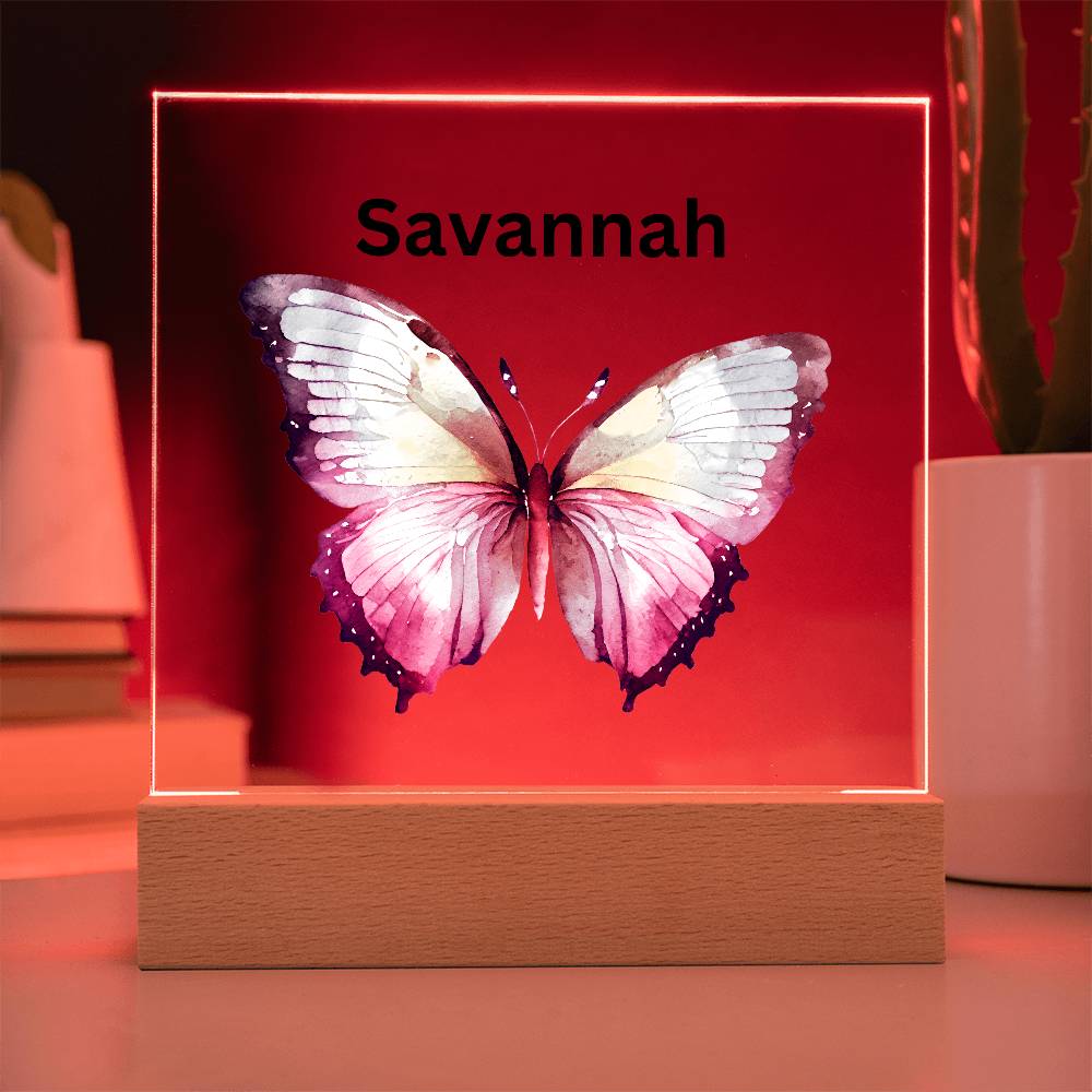 Personalized Multi-colored Butterfly Acylic Plaque Night Light