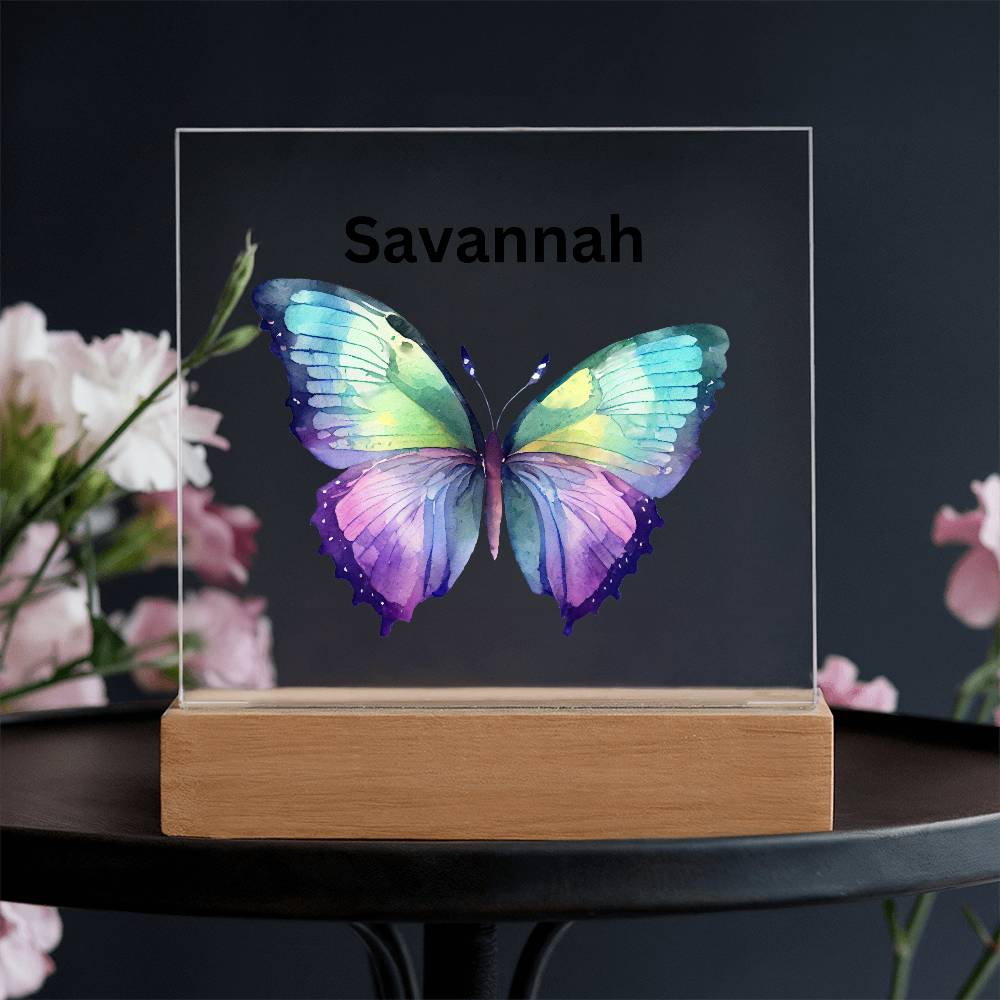 Personalized Multi-colored Butterfly Acylic Plaque Night Light