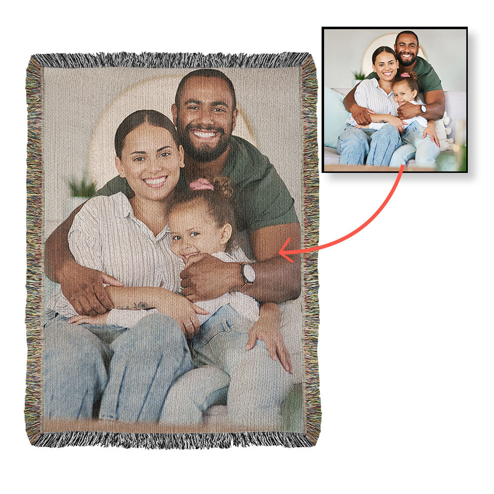 Photo Upload Heirloom Woven Blanket Throw (37'X52")