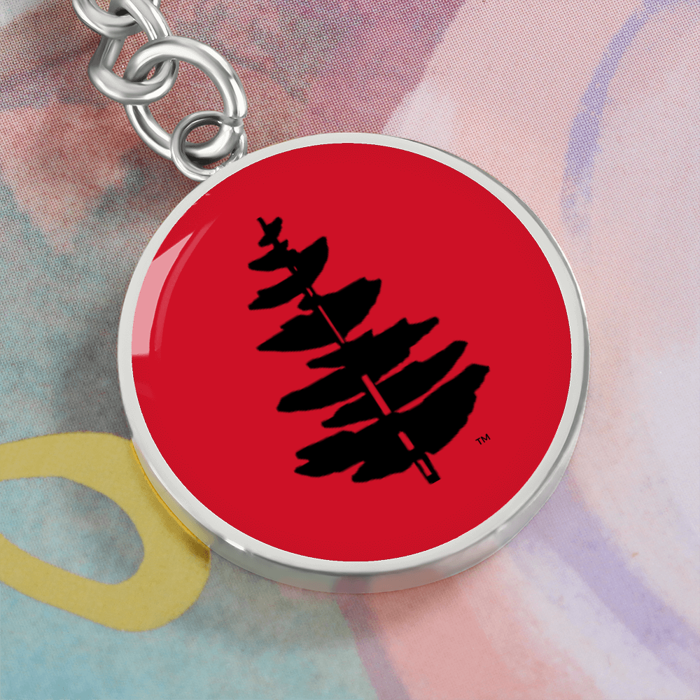 Douglass College Red Pine Tree Logo Graphic Keychain