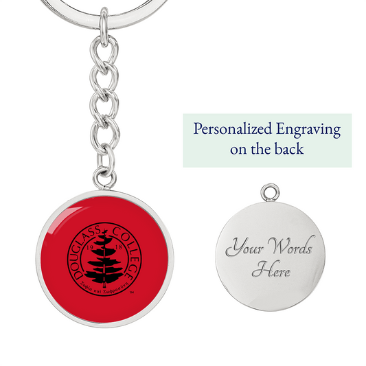 Douglass College Seal Graphic Red Circle Keychain