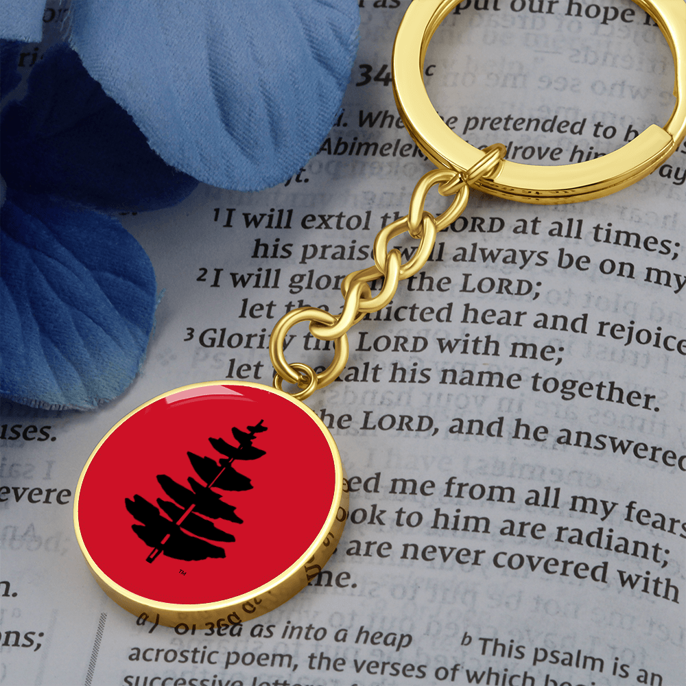 Douglass College Red Pine Tree Logo Graphic Keychain