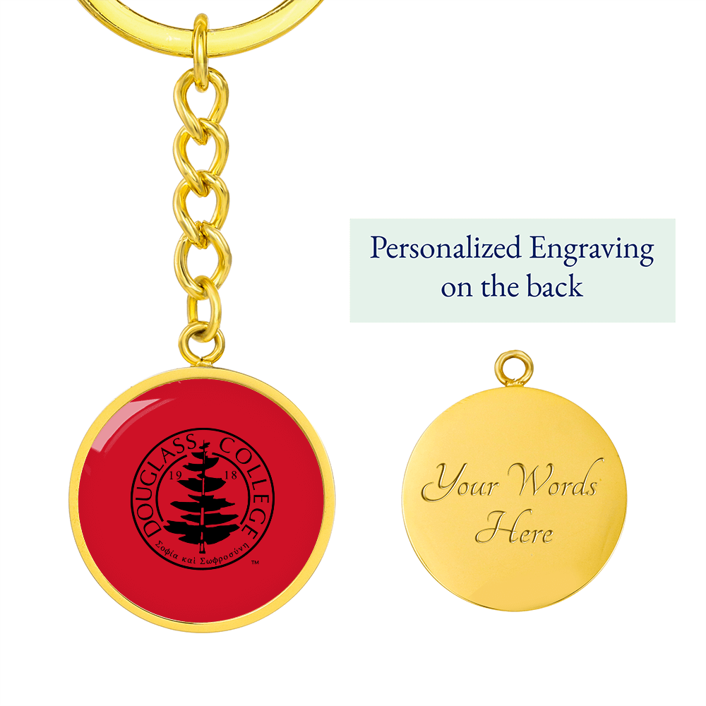 Douglass College Seal Graphic Red Circle Keychain