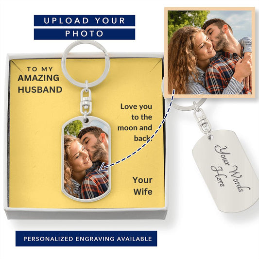 Dog Tag Photo Swivel Keychain