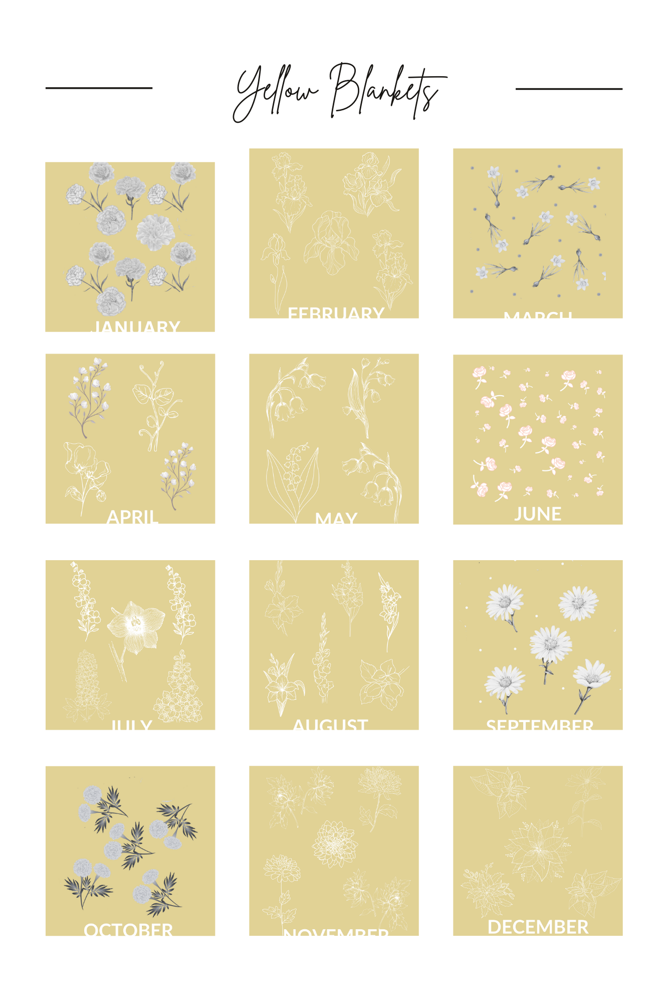 Aqua - January - Carnation Heirloom Birth Month Flower Woven Blanket
