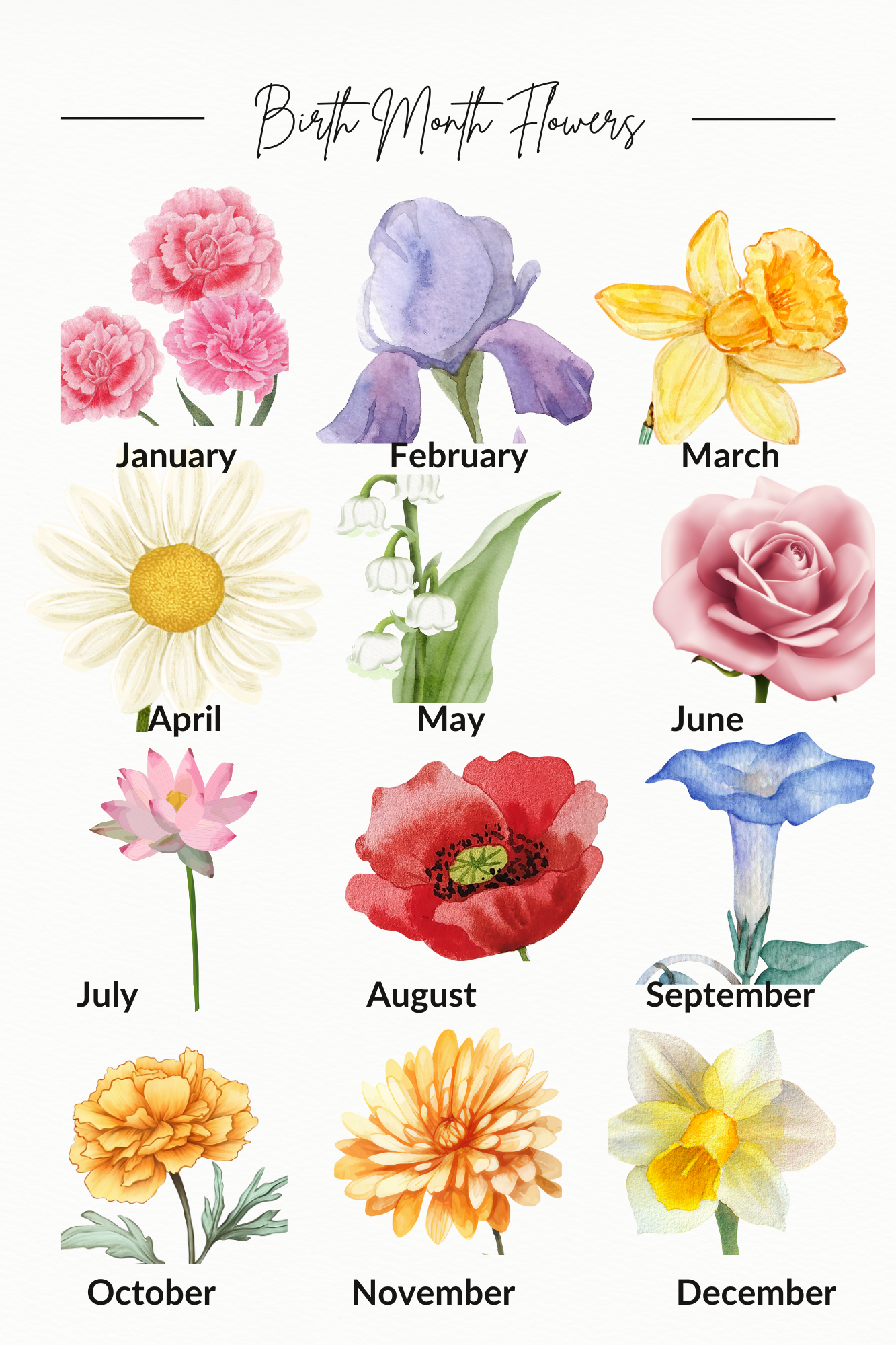 Personalized Birth Month Flower Weekender Tote Bag - Pick Your Birth Month