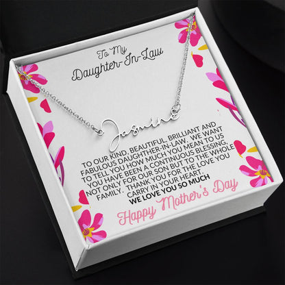 Signature Name Necklace for Daughter-in-Law for Mother's Day