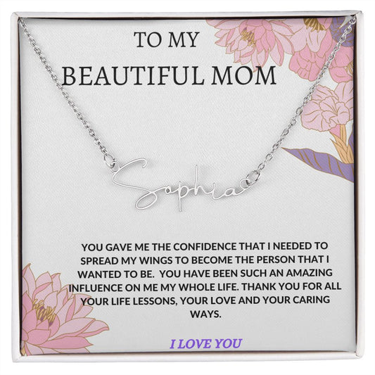 Beautiful Mom Signature Name Necklace