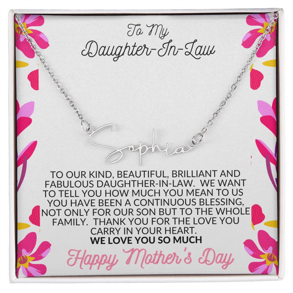 Signature Name Necklace for Daughter-in-Law for Mother's Day